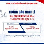 THÔNG BÁO NGHỈ LỄ 30-04 và 01-05
